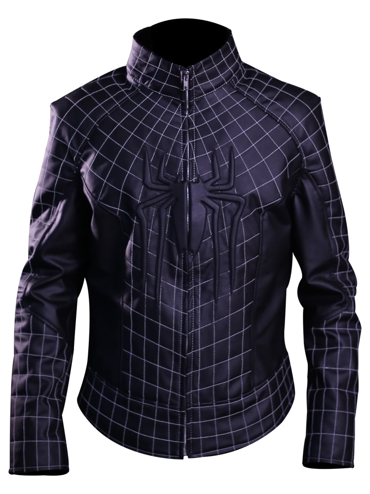 Spider-Man black faux leather jacket for men with red back logo
