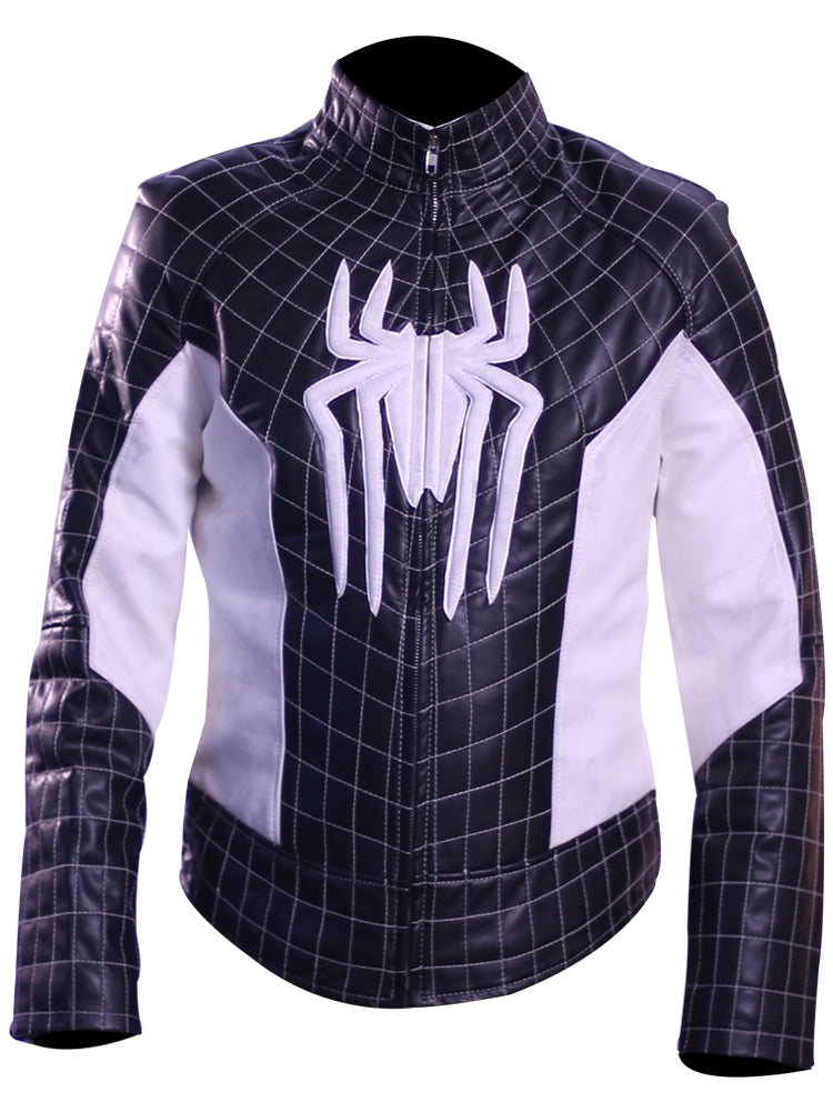 Spider-Man black genuine leather jacket for men with spider logos