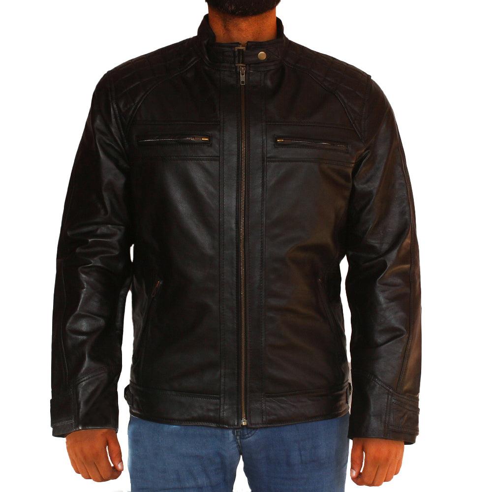 Men's Ghost black cowhide biker jacket, photo 2