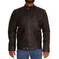 Men's black cowhide leather motorcycle jacket