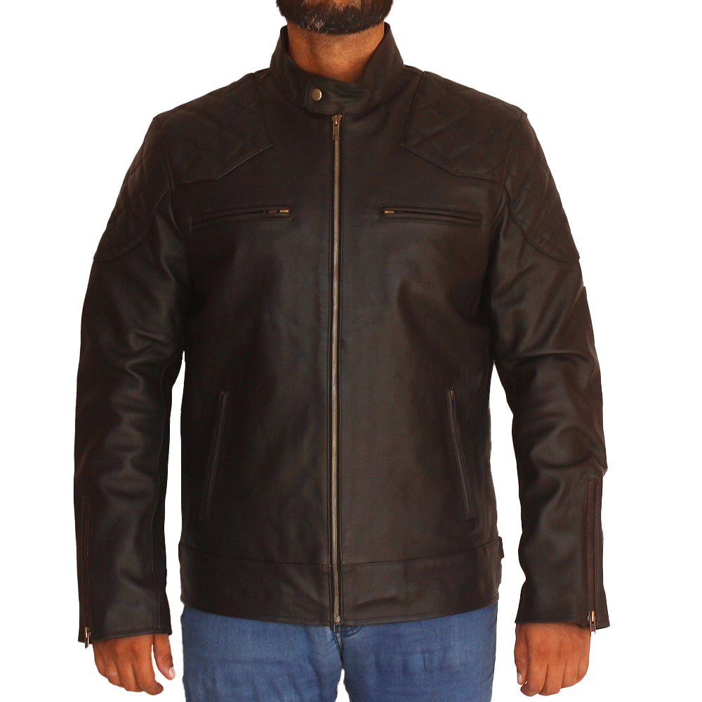 Men's Halloween black cowhide motorcycle jacket, photo 2