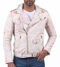 Brando light brown waxed sheepskin biker jacket for men