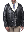 Alford black sheepskin aviator leather jacket for men