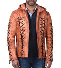 Roy Harper Arrow hooded tan waxed leather jacket for men
