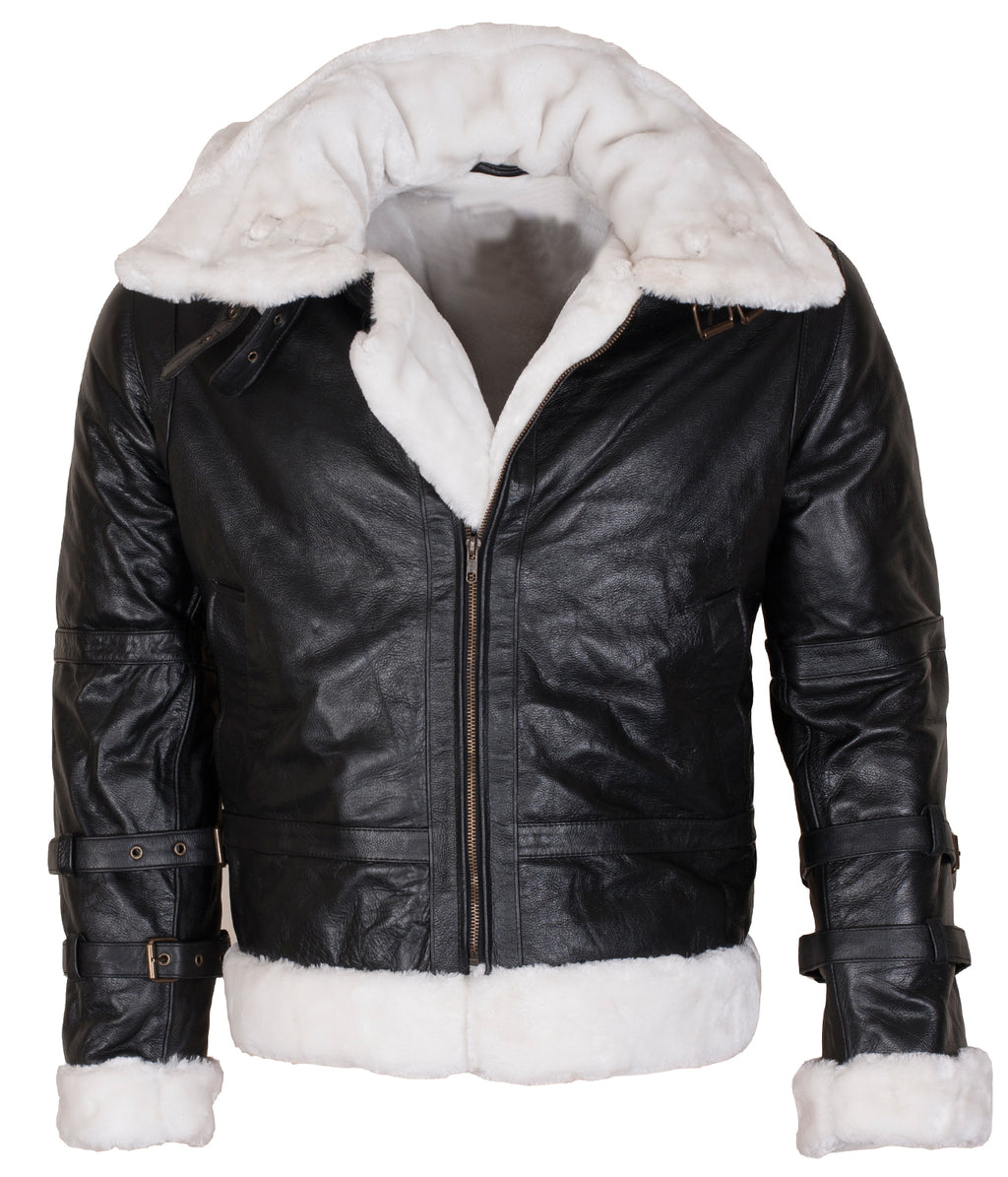 Arlesey black sheepskin B3 shearling bomber jacket for men