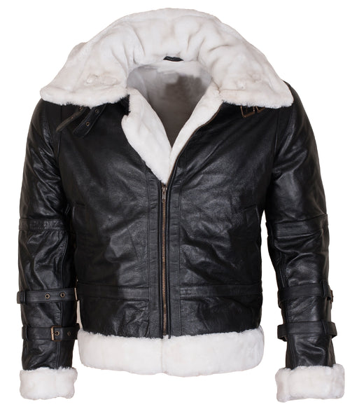 Arlesey black sheepskin B3 shearling bomber jacket for men