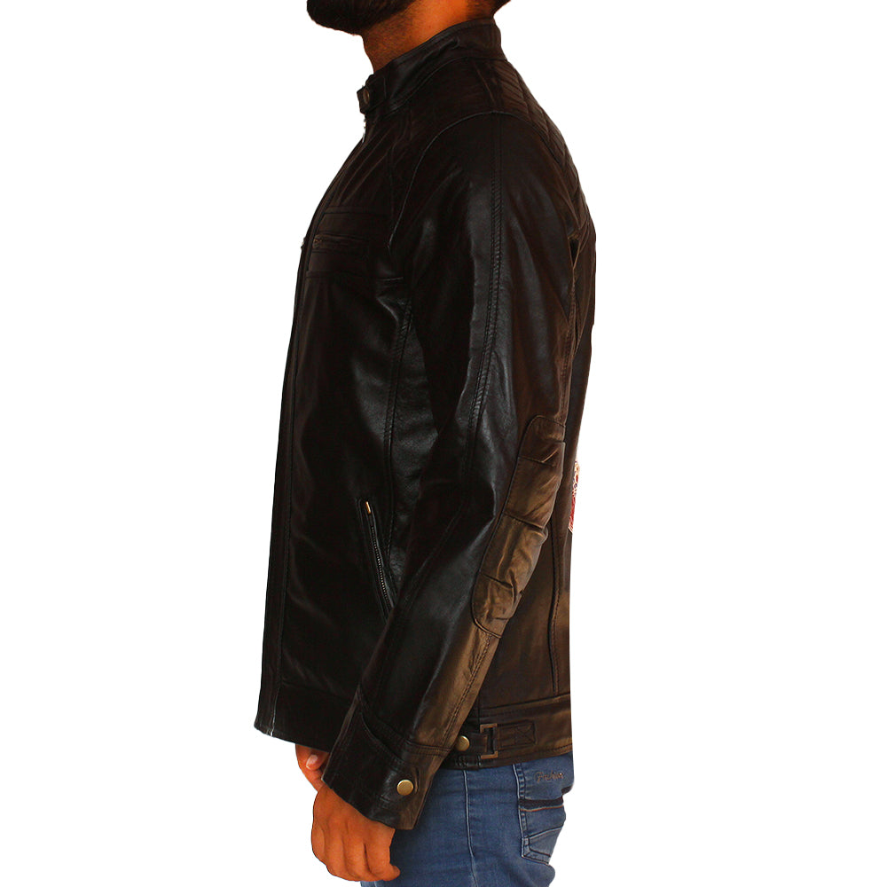 Men's Ghost black cowhide biker jacket, photo 3