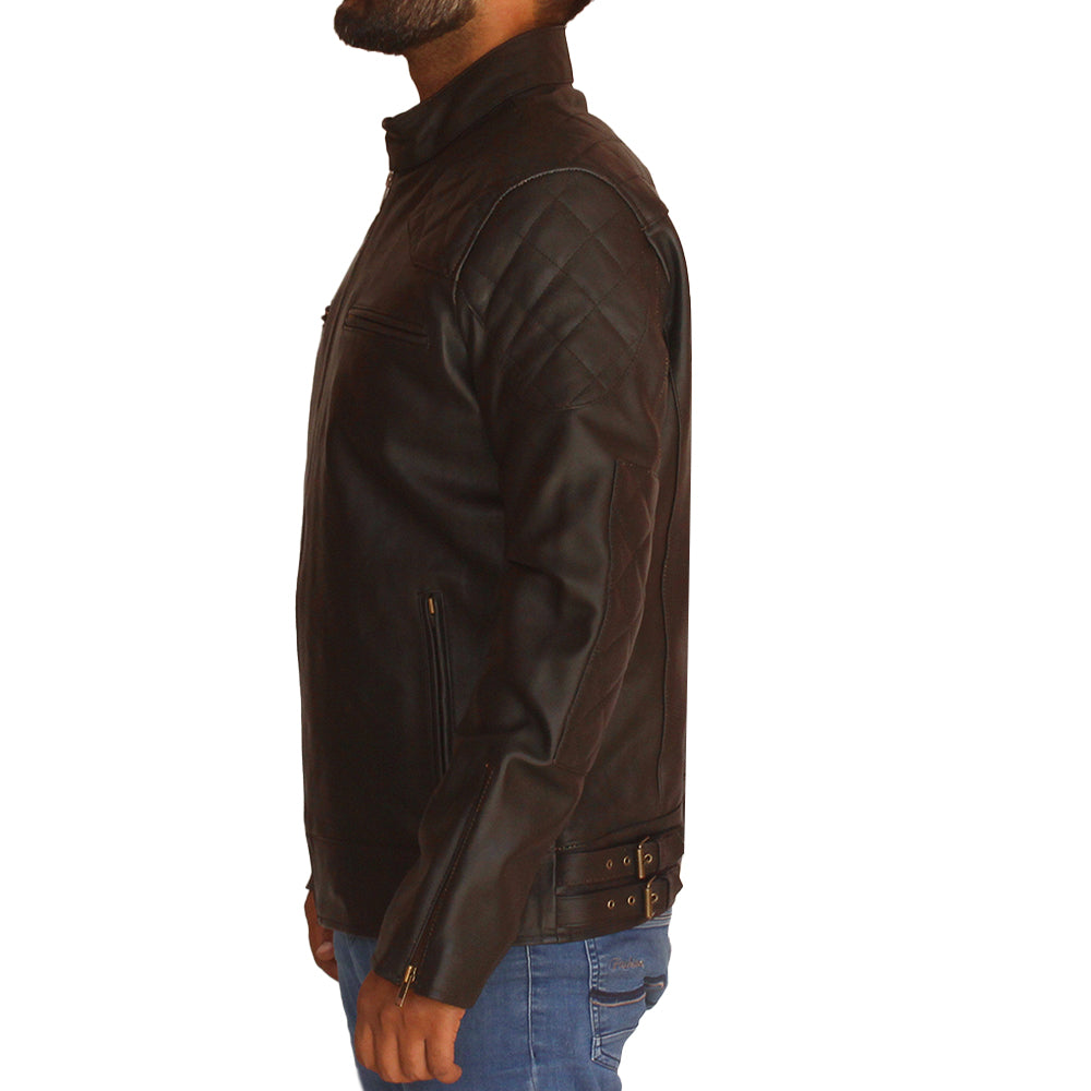 Men's Halloween black cowhide motorcycle jacket, photo 3