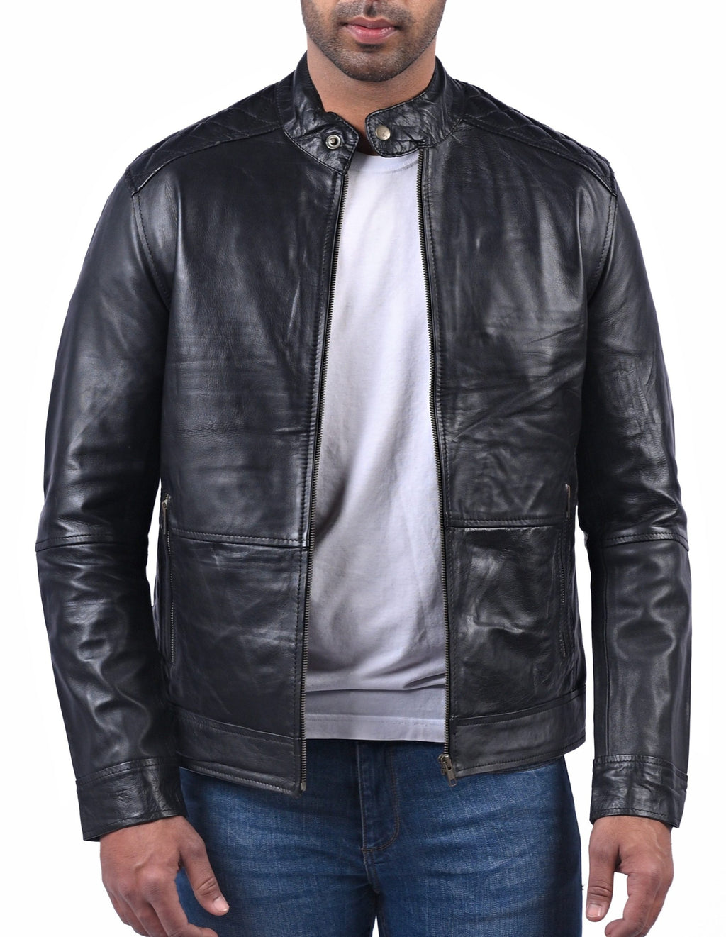 American flag skull print black sheepskin jacket, photo 3