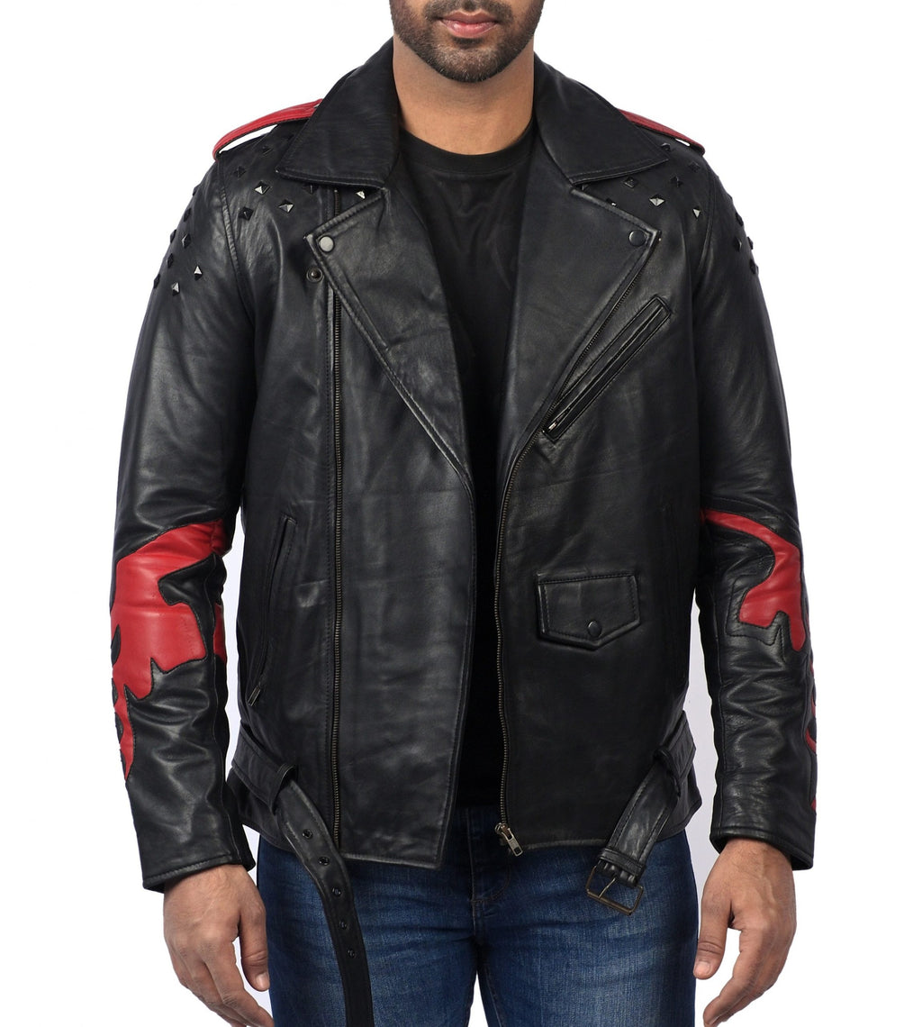 Blood Eagle black leather motorcycle jacket with eagle print, photo 3