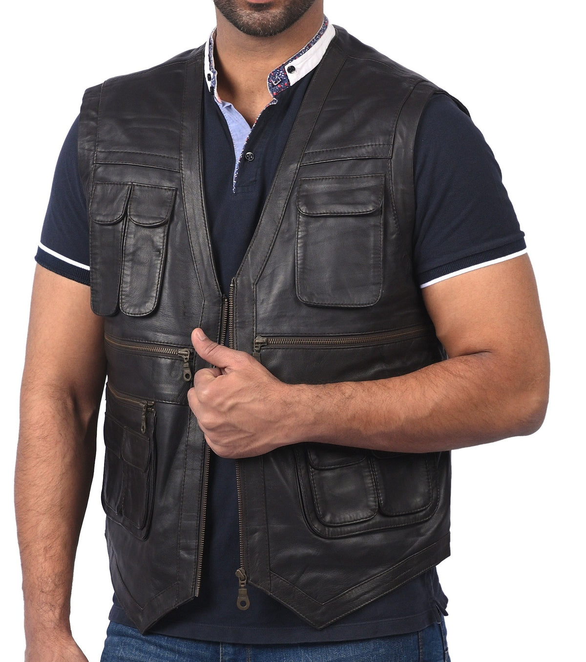 Basingstoke black sheepskin leather vest, photo 3