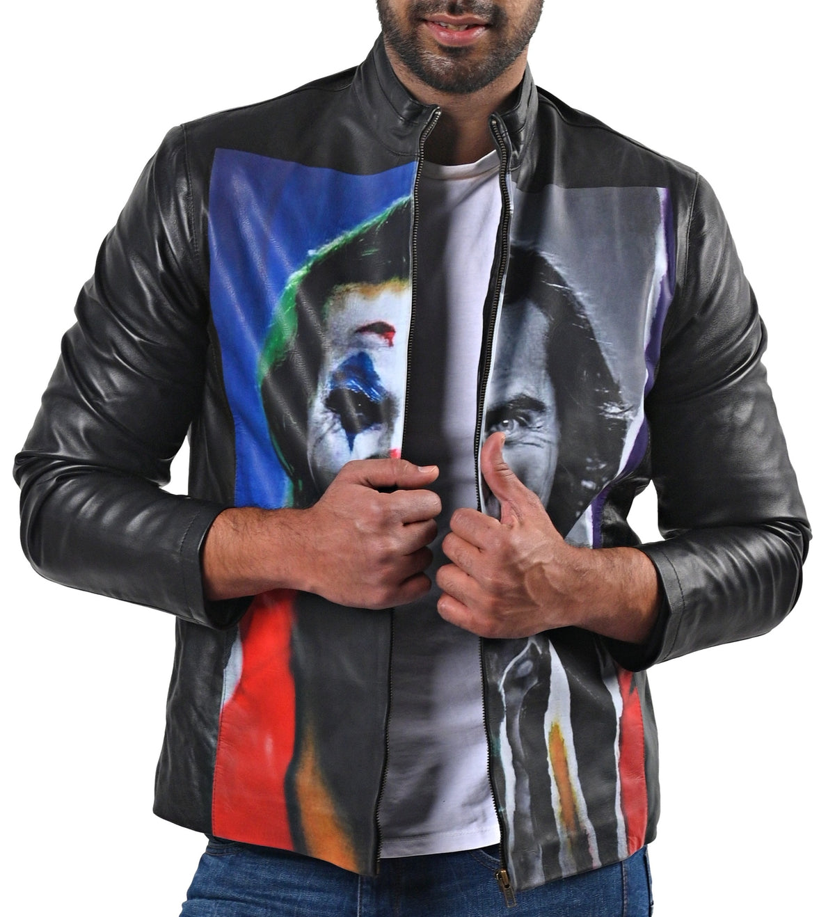 The Joker Halloween black sheepskin jacket, photo 3