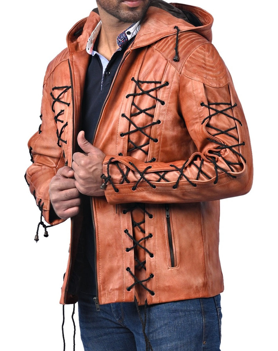 Roy Harper Arrow hooded tan waxed leather jacket, photo 4