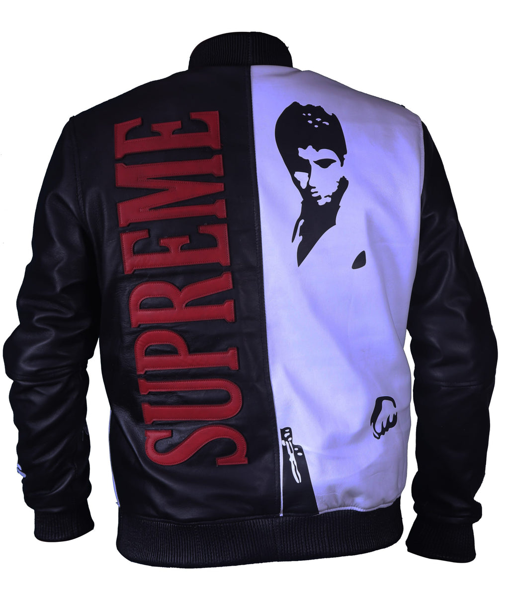Scarface Tony Montana black and white leather jacket, photo 4