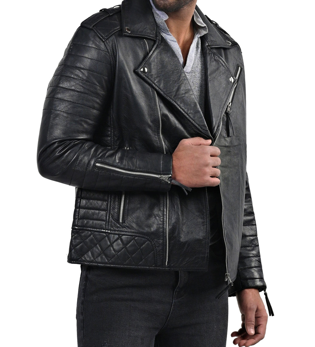 Boda Skins black sheepskin double breasted biker jacket, photo 3