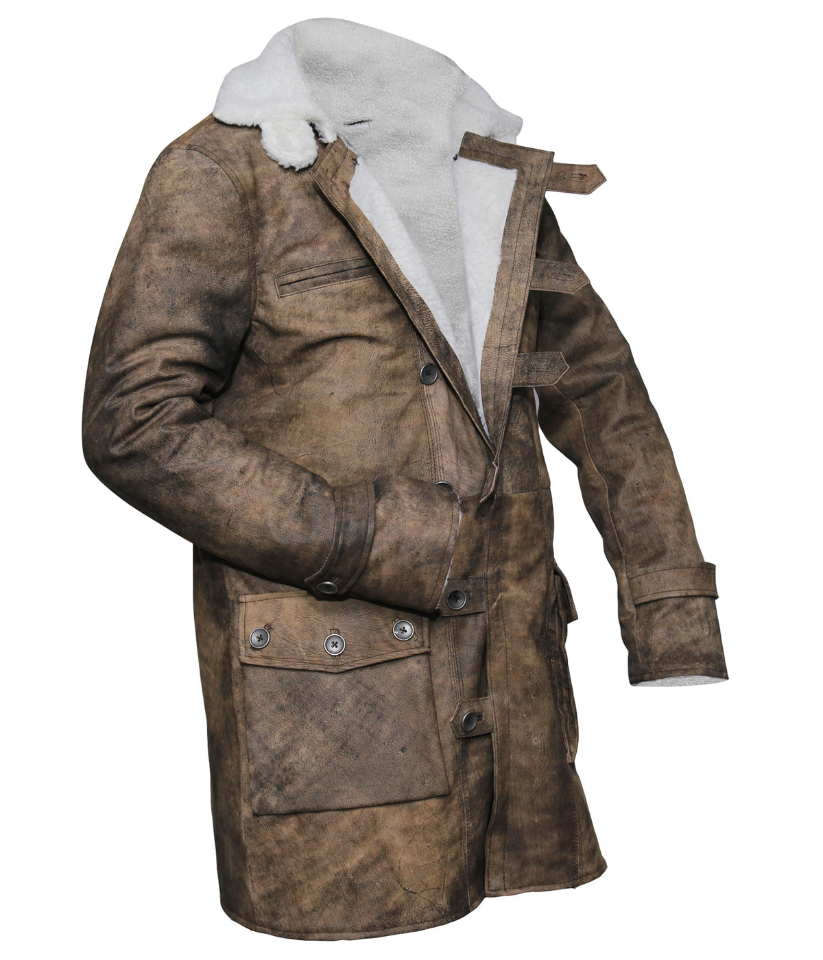 Tom Hardy Bane coat for men in brown cowhide leather, photo 3