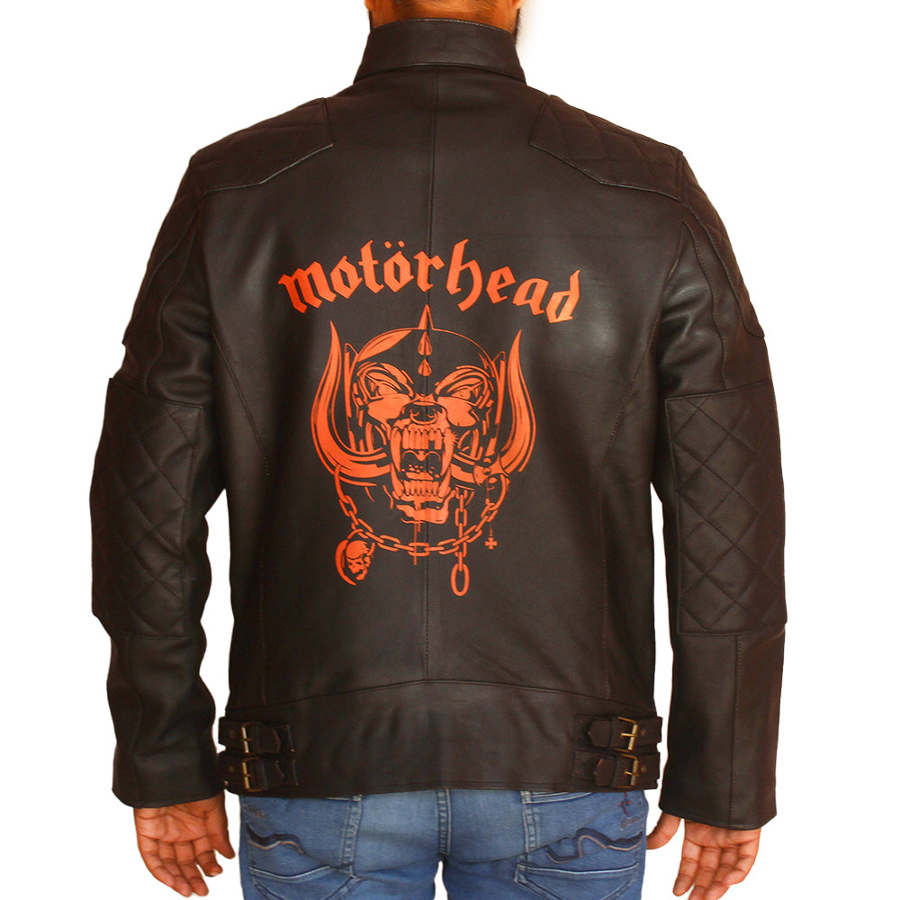 Men's Halloween black cowhide leather motorcycle jacket