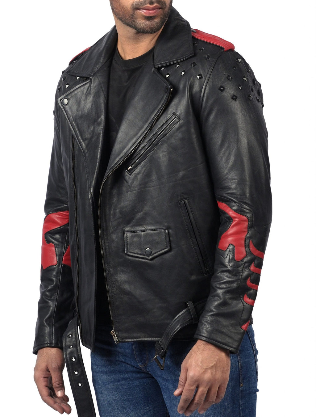 Blood Eagle black leather motorcycle jacket with eagle print, photo 4