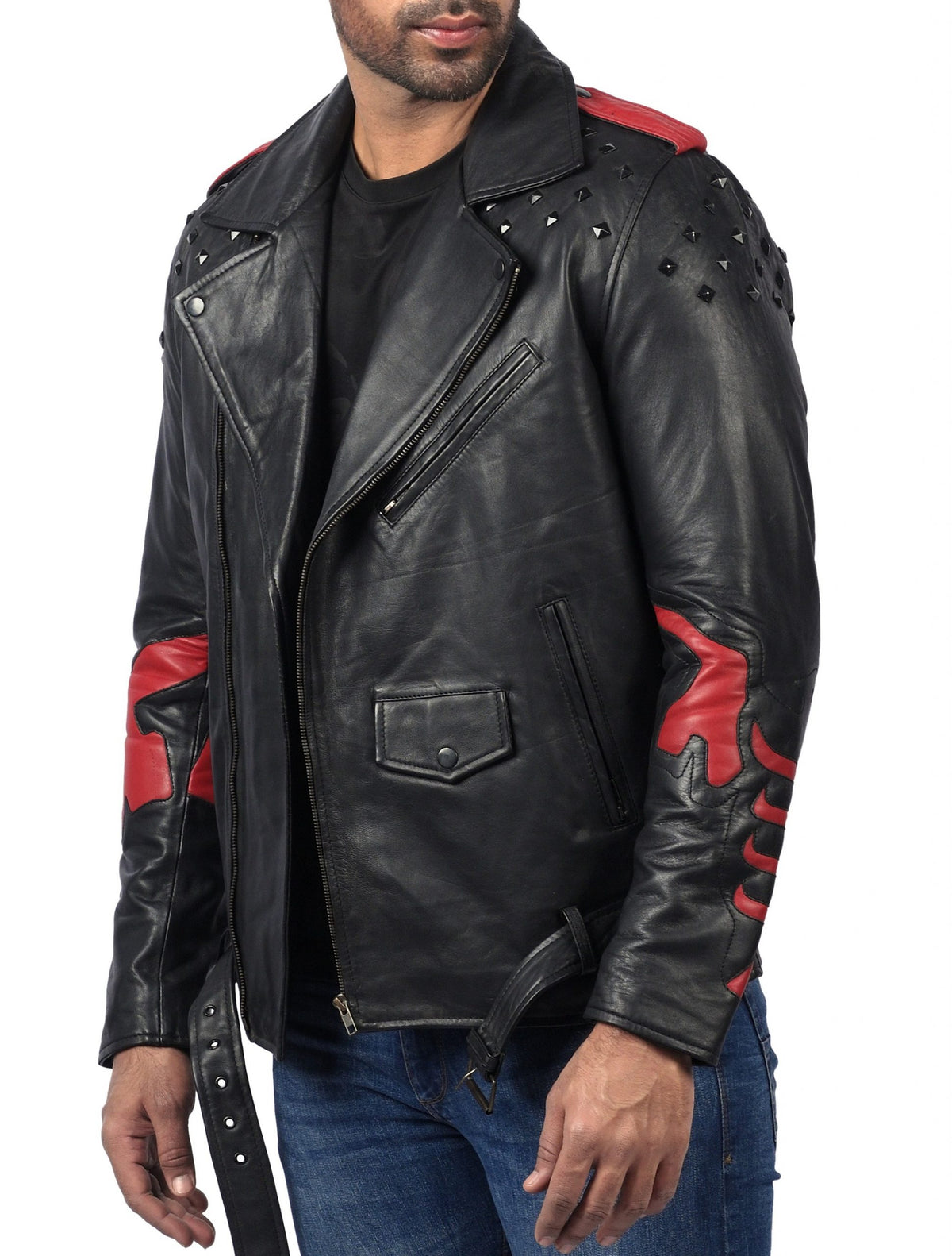 Blood Eagle black leather motorcycle jacket with eagle print, photo 4
