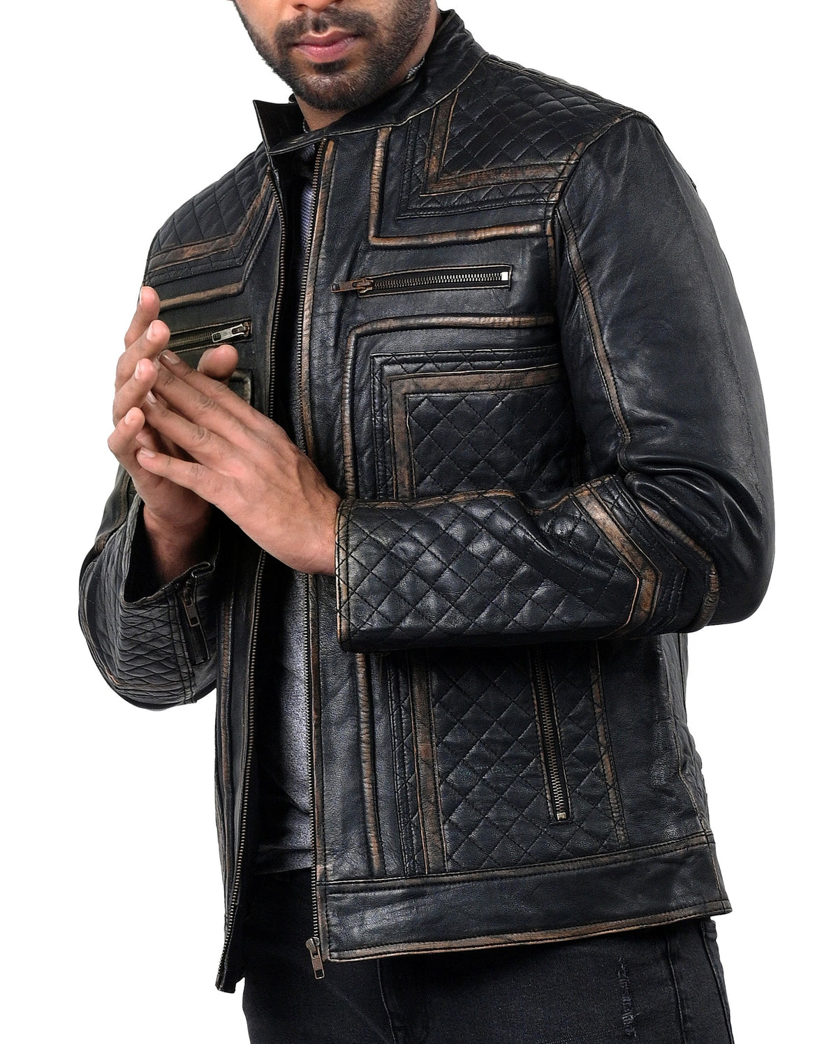 Fast Lemmy black sheepskin motorcycle jacket, photo 2