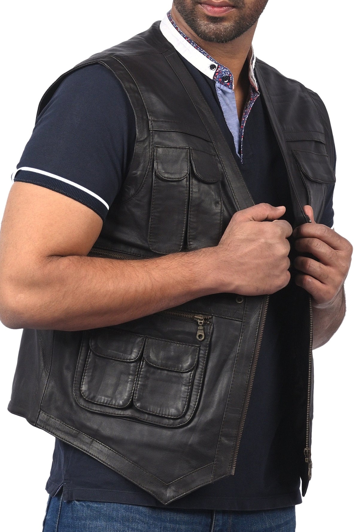 Basingstoke black sheepskin leather vest, photo 4
