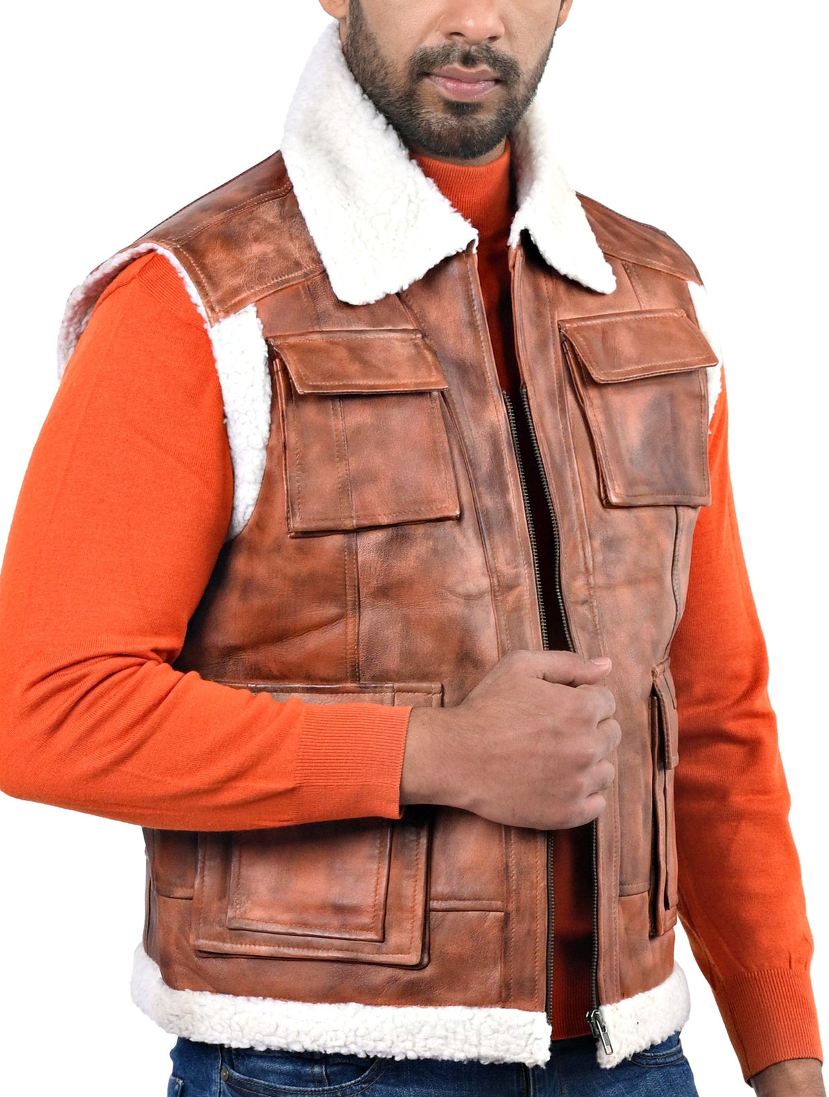 Axbridge tan sheepskin aviator vest, photo 3