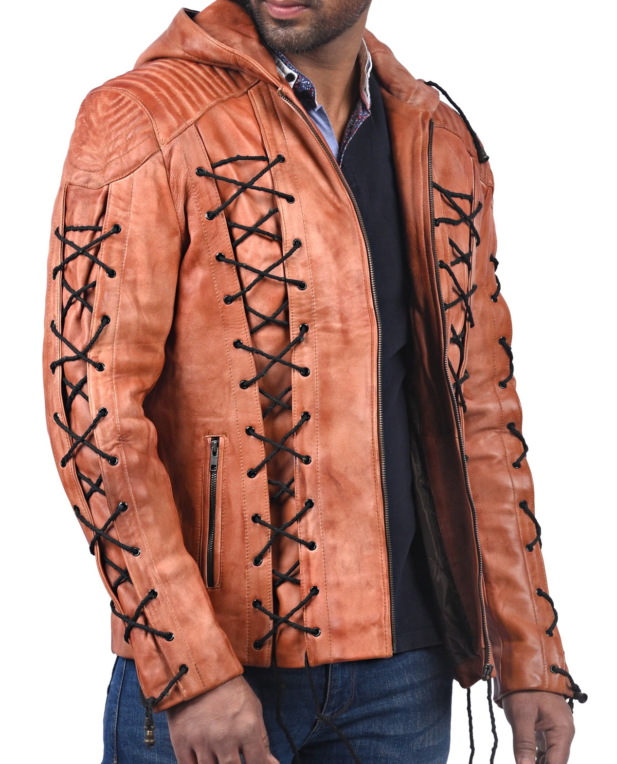 Roy Harper Arrow hooded tan waxed leather jacket, photo 5