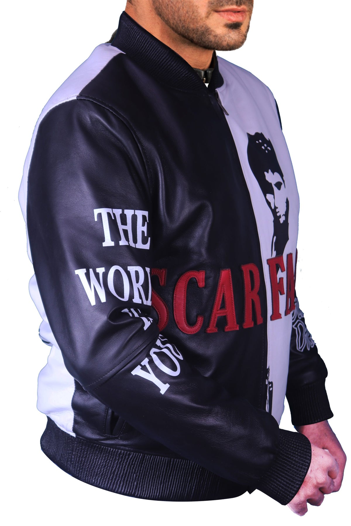 Scarface Tony Montana black and white leather jacket, photo 5