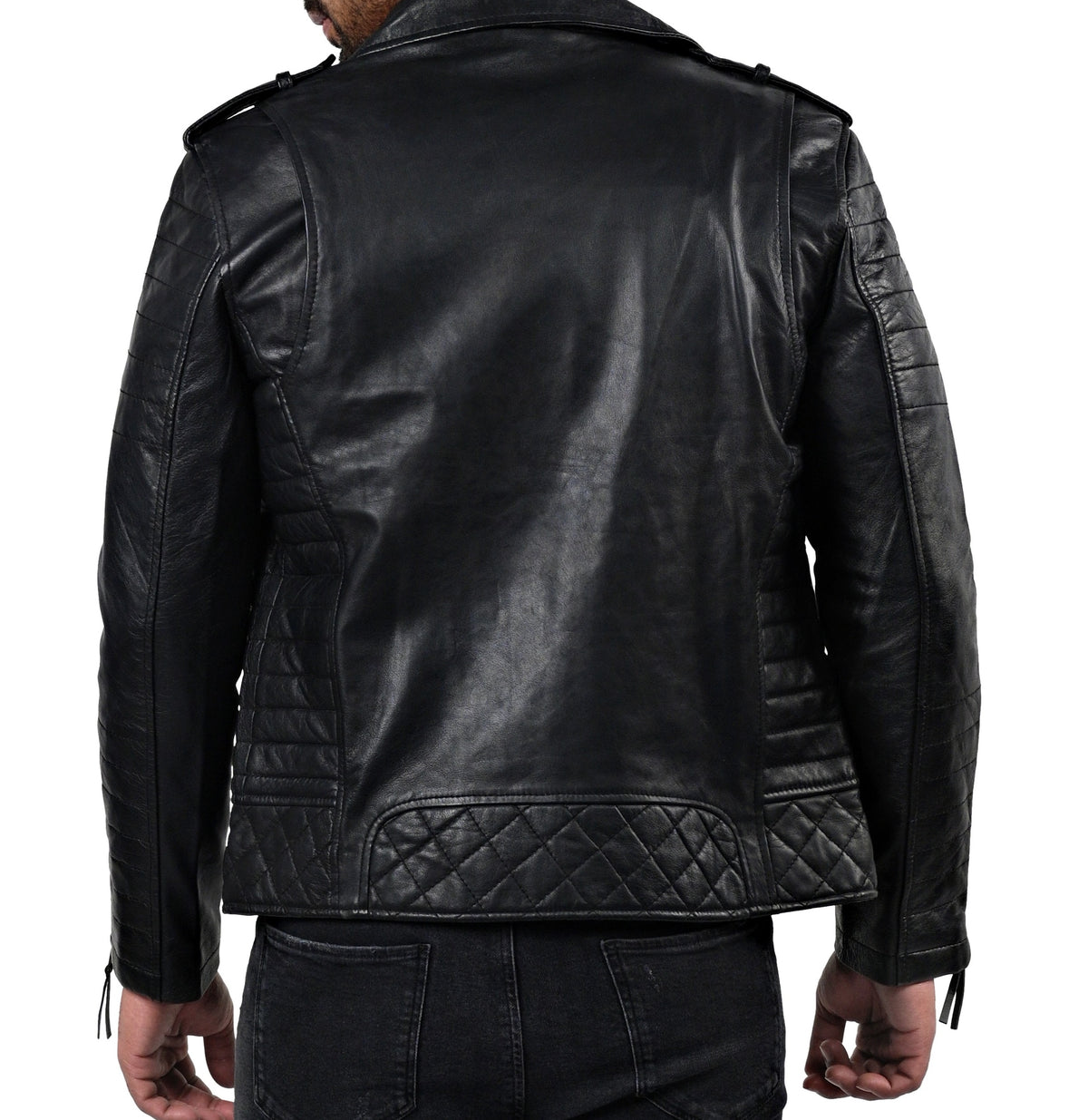 Boda Skins black sheepskin double breasted biker jacket, photo 4