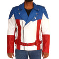 Captain America black cowhide leather biker jacket for men