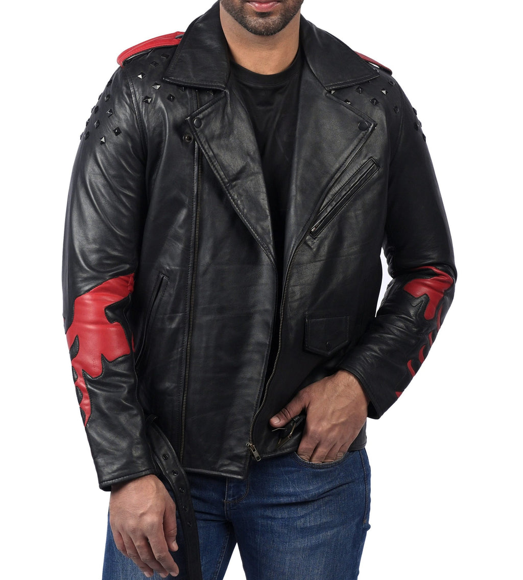 Blood Eagle black leather motorcycle jacket with eagle print, photo 5