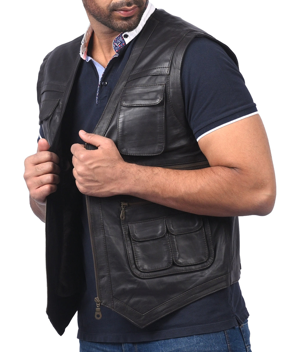 Basingstoke black sheepskin leather vest, photo 5