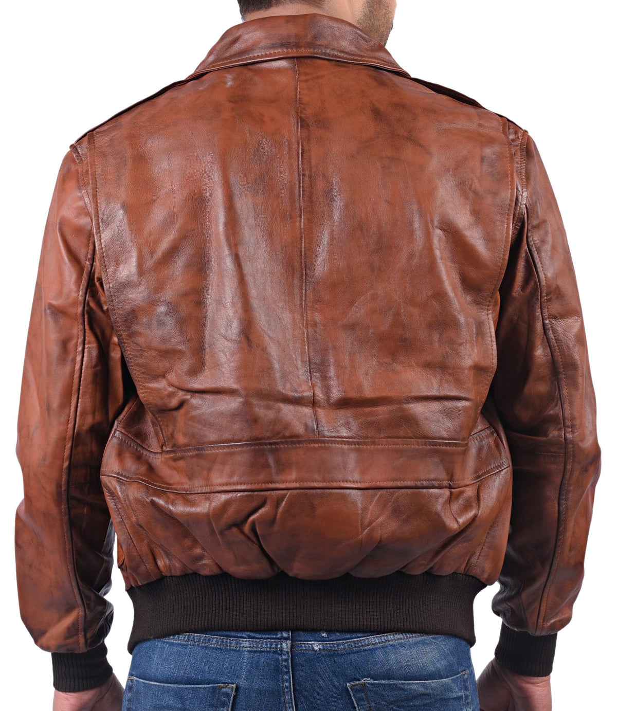 Men's antique brown cowhide aviator bomber jacket, photo 5