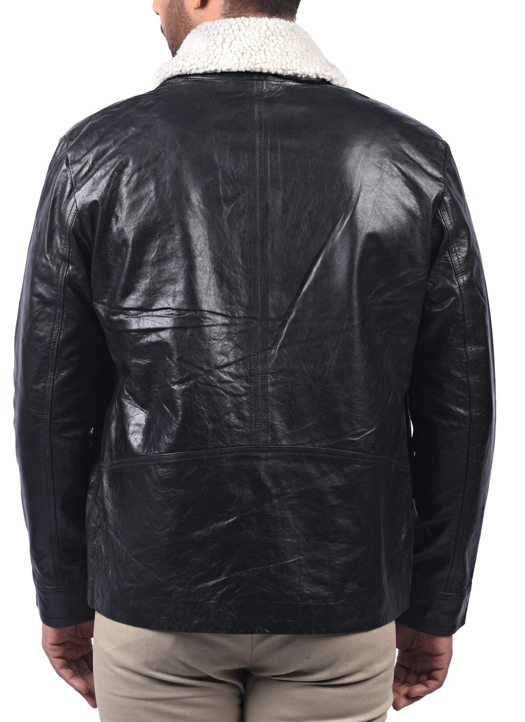 Alford black sheepskin aviator leather jacket, photo 3