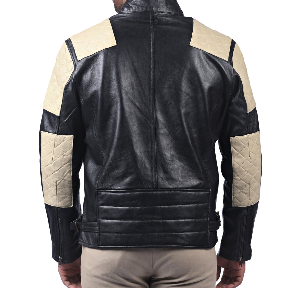 Men's black diamond quilted sheepskin jacket, photo 5