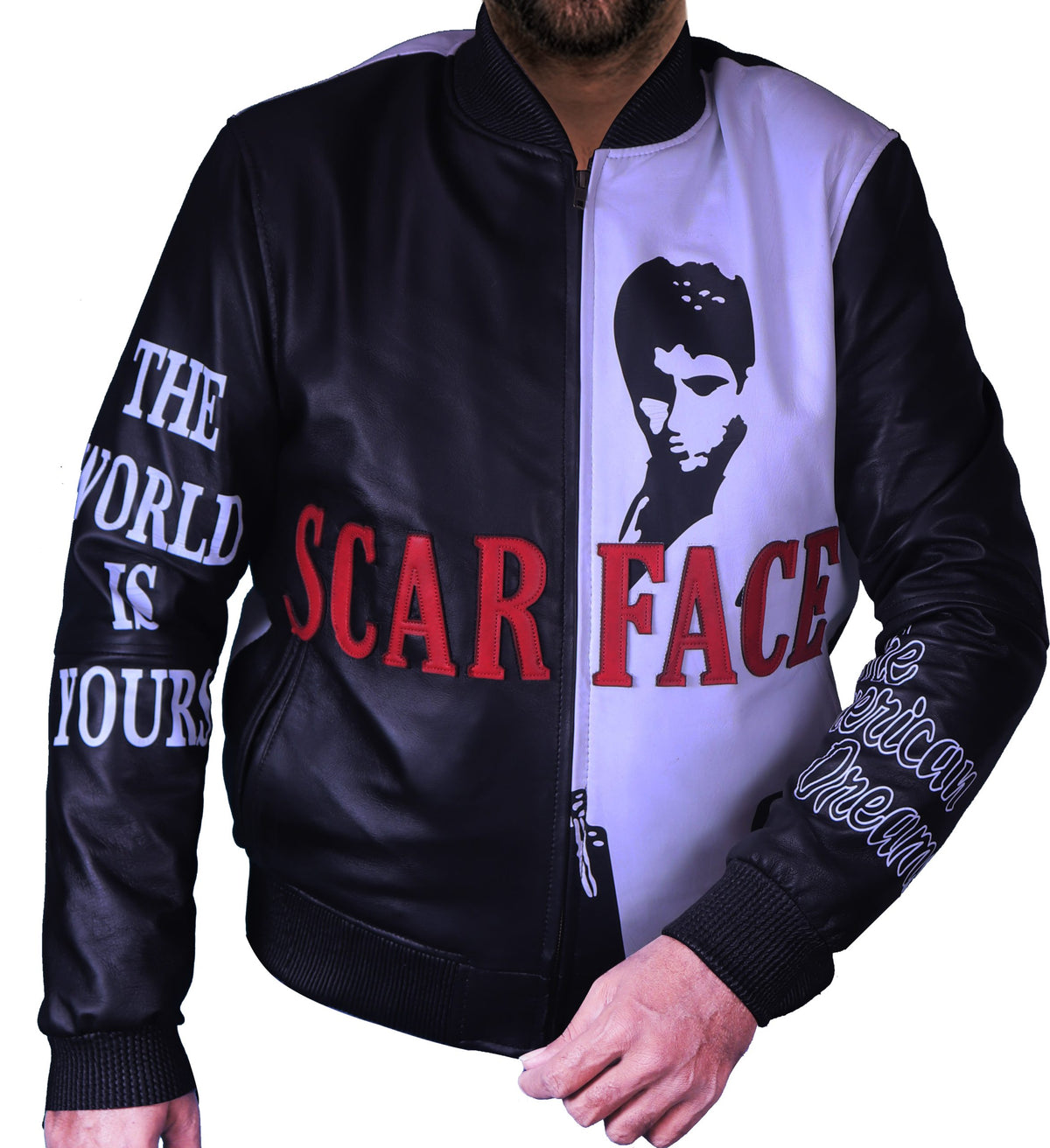 Scarface Tony Montana black and white leather jacket, photo 6