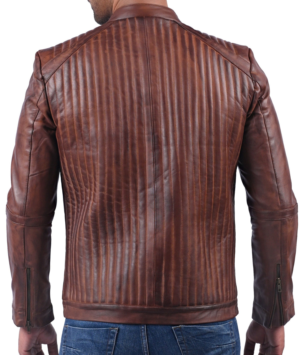 York tan waxed sheepskin biker jacket, photo 2
