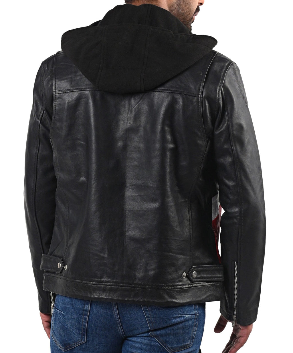 Ross Butler Zach Dempsey black hooded leather jacket, photo 6