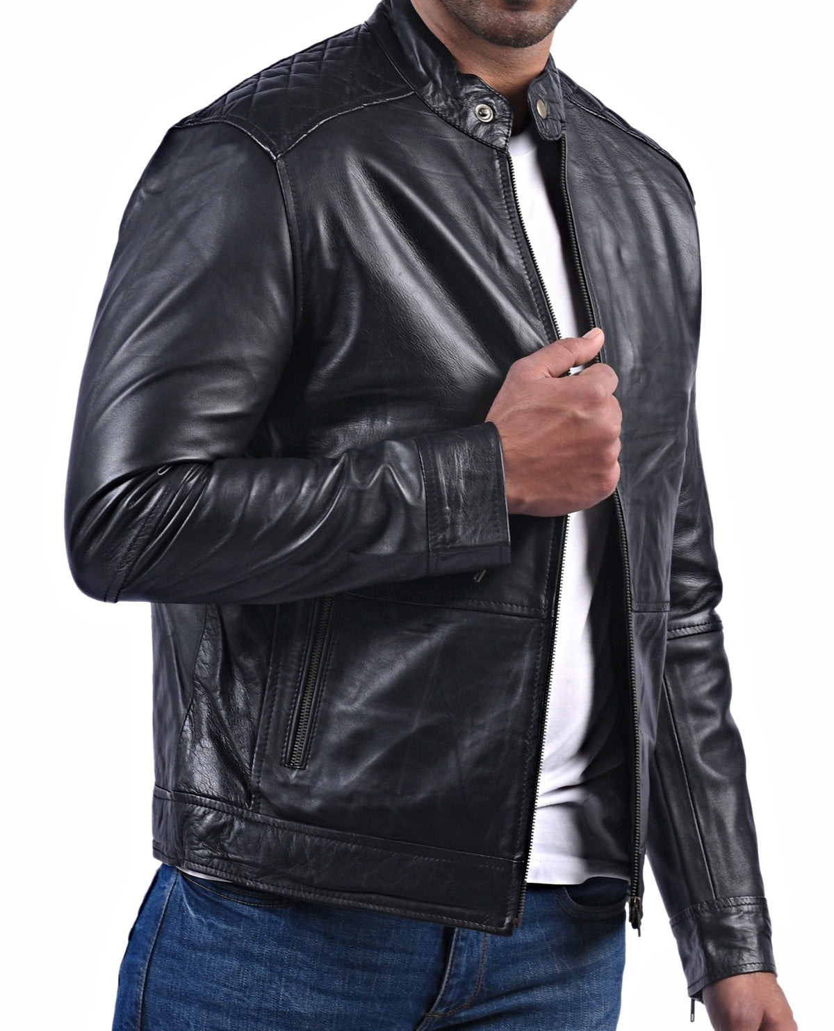 American flag skull print black sheepskin jacket, photo 6