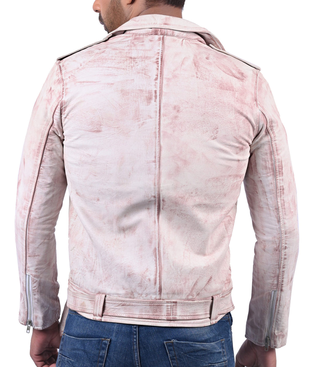 Brando light brown waxed sheepskin biker jacket, photo 6