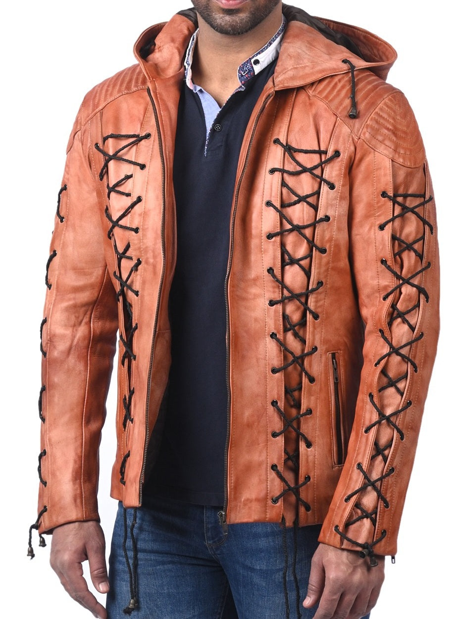 Roy Harper Arrow hooded tan waxed leather jacket, photo 2