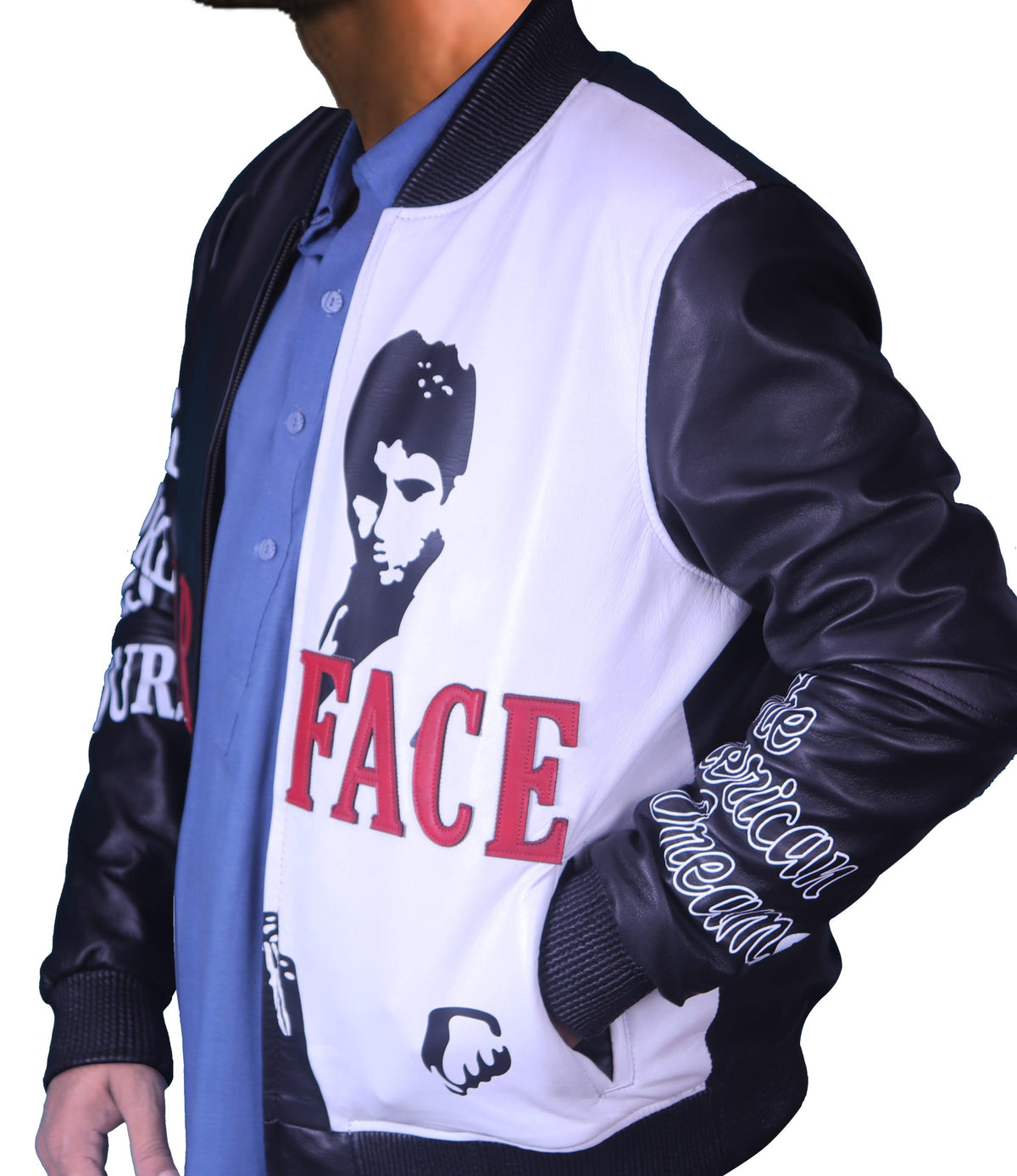 Scarface Tony Montana black and white leather jacket, photo 2