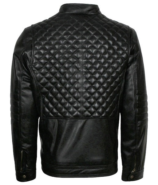 Men's black quilted sheepskin leather jacket, photo 4