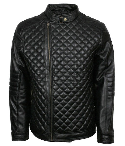 Men's black quilted sheepskin leather jacket, photo 5