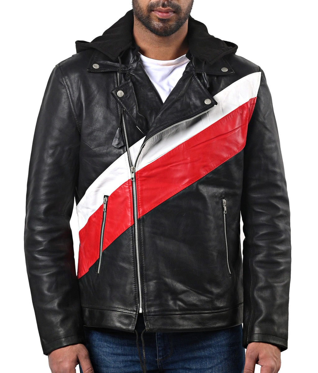 Ross Butler Zach Dempsey black hooded leather jacket, photo 2