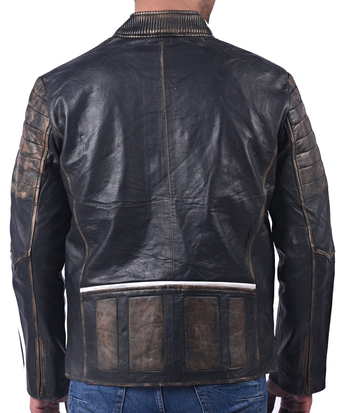 Men's black distressed full grain cowhide jacket, photo 4