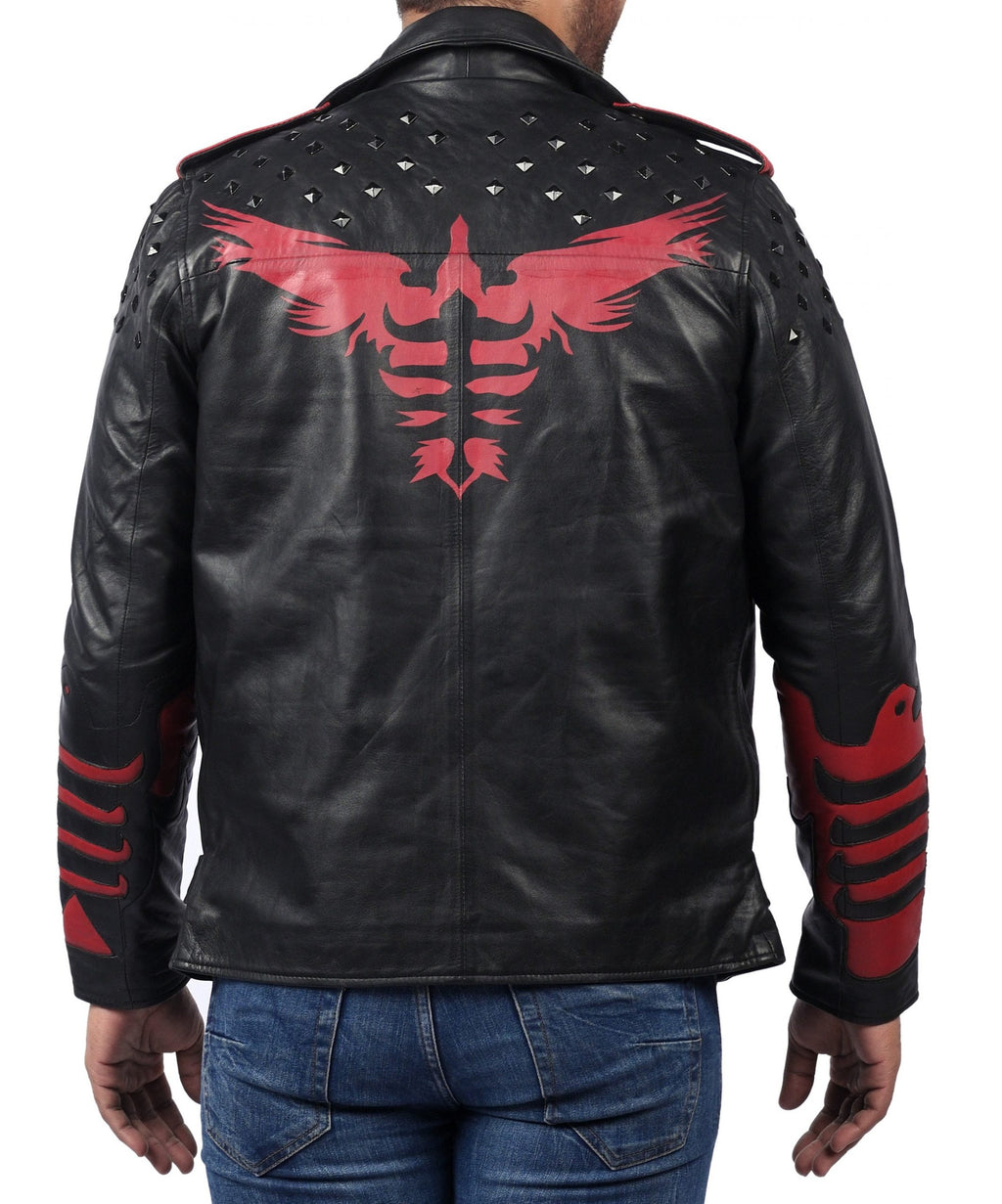 Blood Eagle black leather motorcycle jacket with eagle print, photo 7