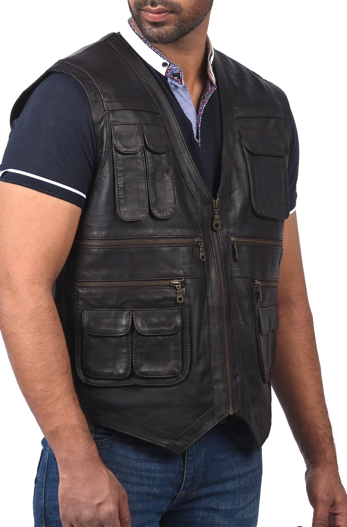 Basingstoke black sheepskin leather vest, photo 2
