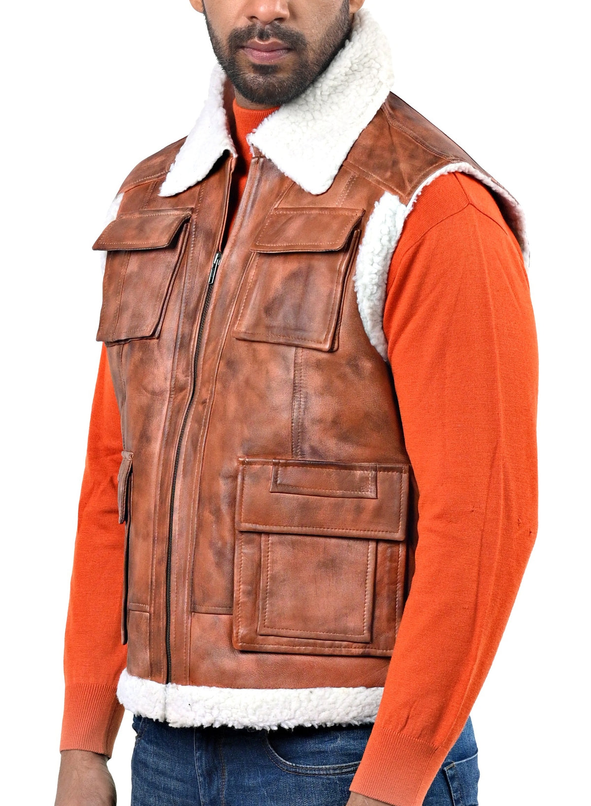 Axbridge tan sheepskin aviator vest, photo 6