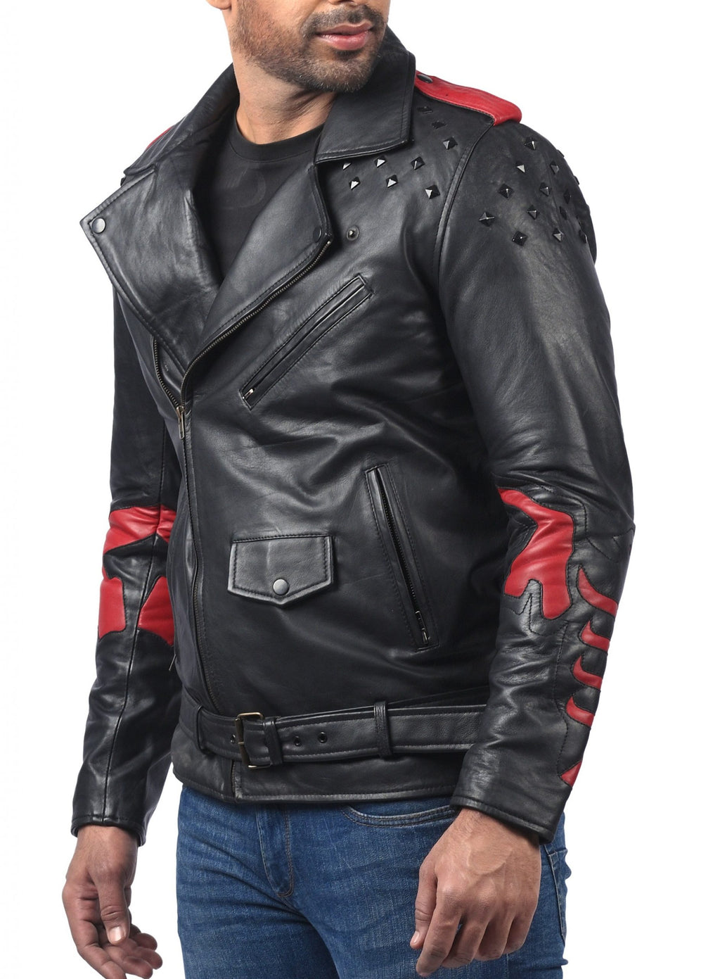 Blood Eagle black leather motorcycle jacket with eagle print, photo 2